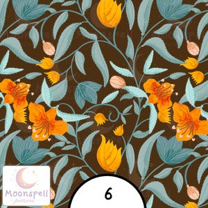 Vintage Botanical Seamless Pattern PNG, Cottagecore Floral Fabric Design, Art Nouveau Flowers Seamless File for Cloth, Retro Calenda Textile