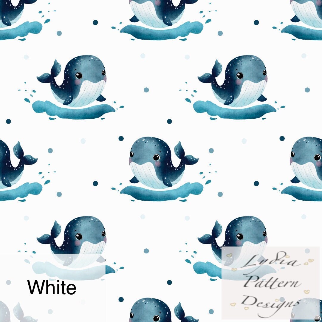 Whale Seamless Pattern/ Repeating Pattern for Fabric/ Hand Drawn ...