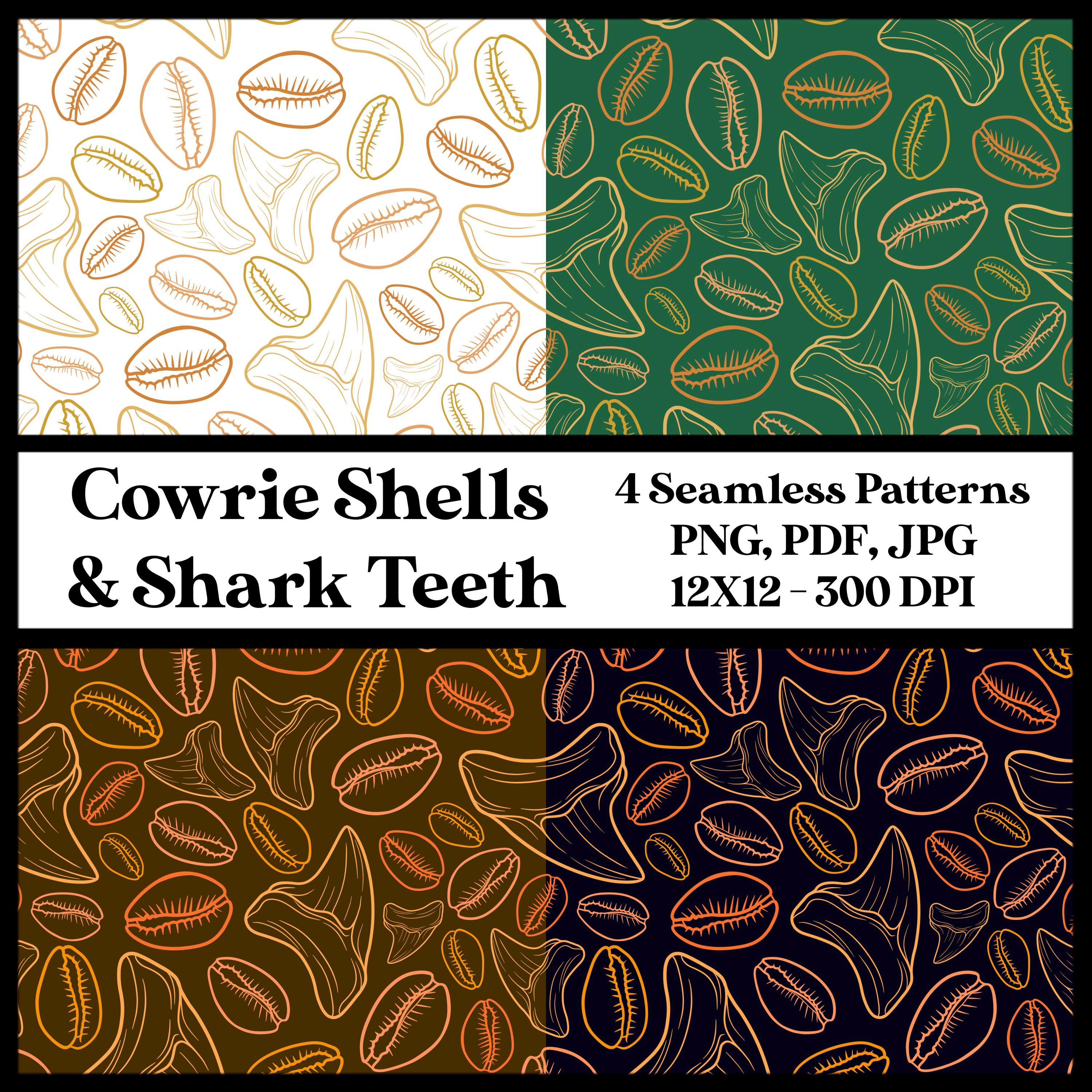 Cowry Shell Teeth Cowrie Shells and Shark Teeth Seamless Pattern (digital Download) - Etsy