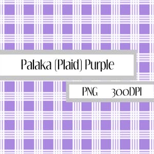 Puede incluir: Un patrón de cuadros morados y blancos con el texto "Palaka (Plaid) Purple" en un rectángulo blanco. Debajo del texto hay otro rectángulo blanco con el texto "PNG 300DPI". El patrón es una cuadrícula repetida de cuadrados morados y líneas blancas.