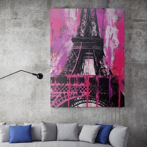 Paris Pop Art Print | Eiffel Tower Poster | Vivid Magenta Wall Art