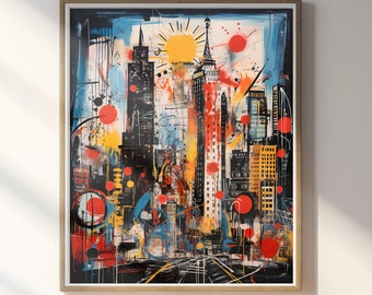 Basquiat-inspirierter Digitaldruck | NYC Kunst | Urban Wohn Dekor Download