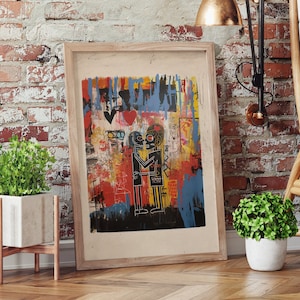 Basquiat Style Lovebirds Print | Romantic Abstract Wall Decor | Unique Home Decor