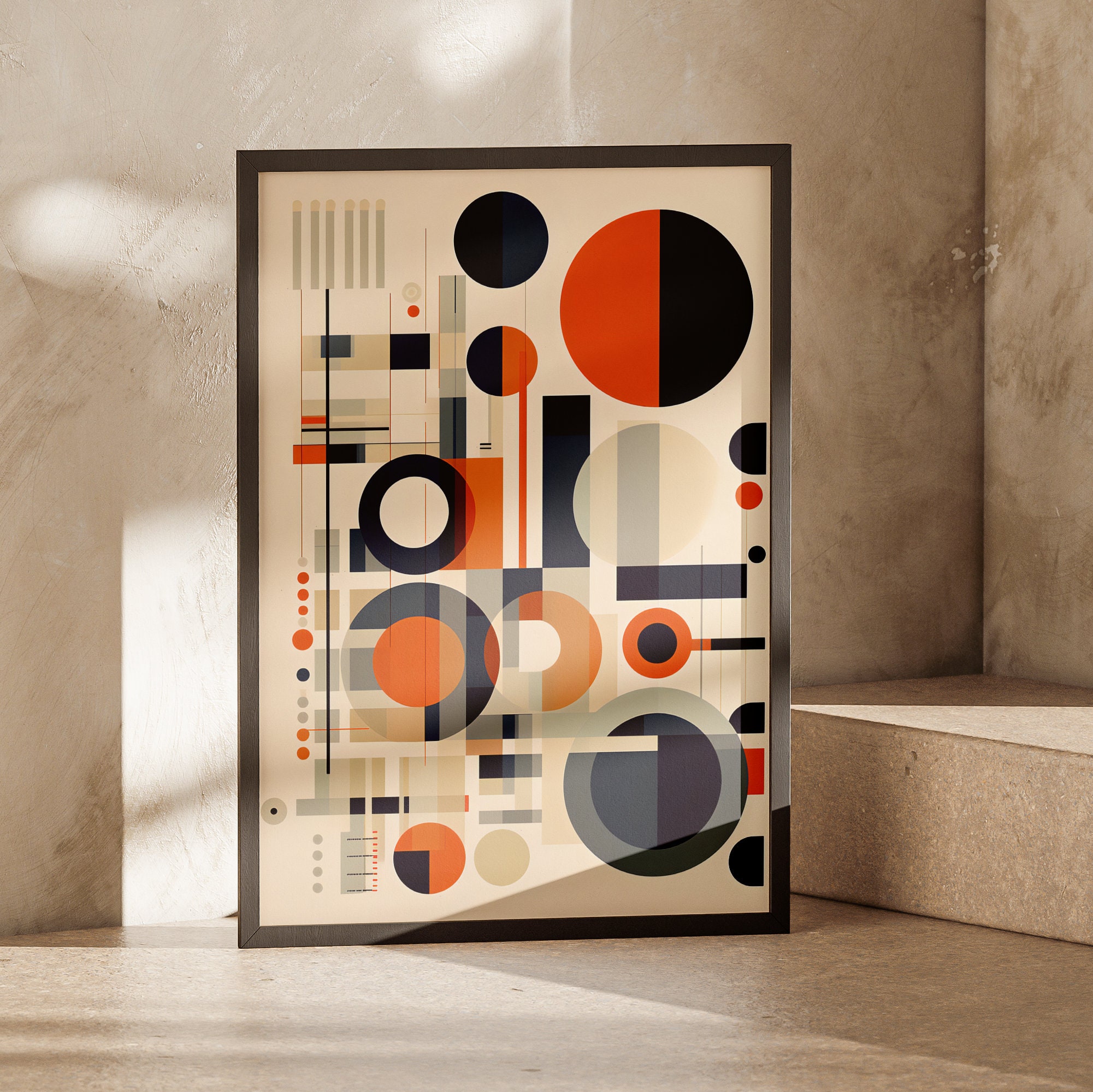 Bauhaus Set of 3 Original Art Prints | Large Retro Geometric | Mid ...