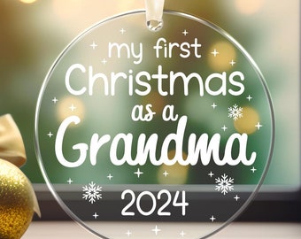First Christmas as Grandparent Ornament: Custom Acrylic Xmas Tree Deco