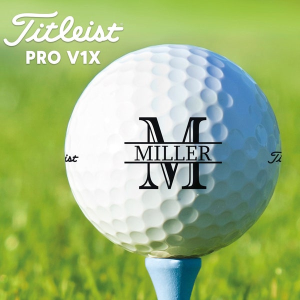 Personalized Golf Balls, Split Monogram, Titleist Pro V1x,  Gift for Golfers, Gift for Husband, Groomsmen Gift, Best Man Gift