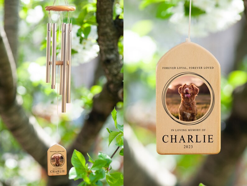 Pet Memorial Wind Chime, Dog Photo, Remembrance Wind Chime, Bereavement