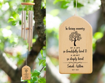 Memorial Wind Chime, A Life So Beautifully Lived Windchime, Bereavement Gift, Remembrance Wind Chime, Personalized Wind Chimes, Tree of Life