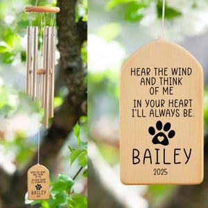 Pet Memorial Wind Chime, Dog Paw Print, Remembrance Wind Chime, Bereavement Gift, Personalized Wind Chimes, Pet Loss, Dog Loss, Pet Gift