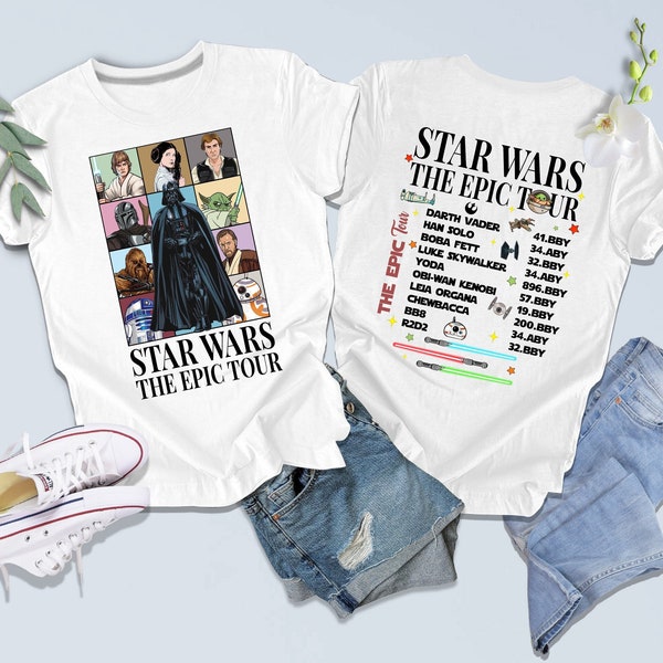 Star Wars The Epic Tour Shirt, Disney Star Wars Tour Shirt, Darth Vader Shirt, Baby Yoda Shirt, Double Side Star Wars Tee, Star Wars Gift