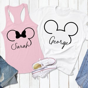 Personalized Mickey Head Shirt, Custom Mickey Ears Shirt, Minnie Head Shirt with Name, Disneyland Shirt, Family Vacation Shirt, Disneyworld