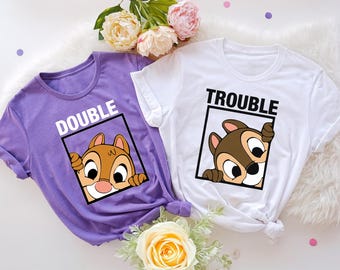 Chemise Double Trouble, chemise Chip n Dale, chemise assortie Chip and Dale, t-shirt Chip n Dale, chemise Disney pour enfants, chemise super douce