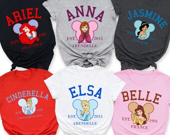 Disney Princess Shirt, Cinderella Shirt, Princess Anna Shirt, Elsa T-shirt, Rapunzel Shirt, Princess Belle Tee, Merida Shirt, Snow White Tee