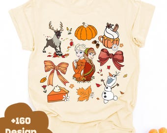 Frozen Princess Fall Shirt, Elsa Anna Fall Shirt, Fall Pumpkin Princess Shirt, Autumn Princess Shirt, Elsa Anna Olaf Women Tank Top