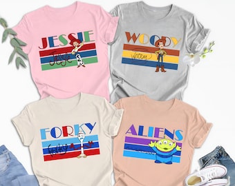 Toy Story Characters Shirt, Sheriff Woody Shirt, Jessie Shirt, Forky Shirt, Aliens Shirt, Slinky Rex Buzz Lightyear Bo Peep Bullseye