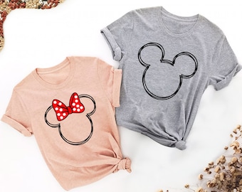 Disney Family Shirt, Mickey Minnie Sketch Shirt, Disney World Trip Shirt, Family Disneyland Shirt, Minnie Women Shirt, Disney Couple Shirt