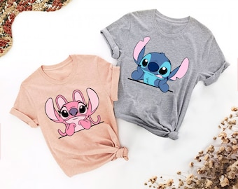 Disney Stitch & Angel Matching Shirt, Valentines Couple Tee