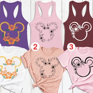 Floral Mickey Head Shirt, Minnie Head Tank Top, Disney Women Shirt, Mickey Head With Flowers Shirt