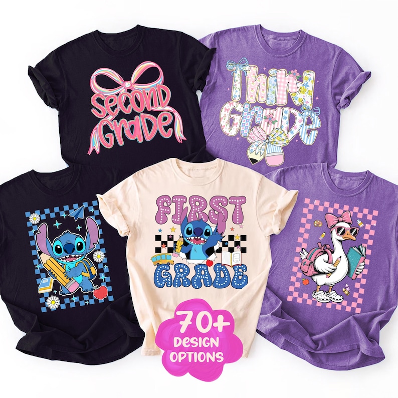 Stitch Back to School Shirt, First Day Of School Shirt, Stitch Kindergarten Shirt, Pre-K Shirt, First Second Third Fourth Fifth Grade Shirt image 1