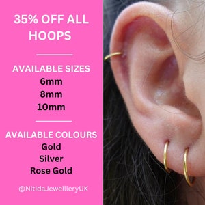 Seamless Hoop Earrings Cartilage Piercing Earring 16G 18G 20G Lobe Piercing Jewellery Surgical Steel For Daith Tragus 316L Surgical Steel