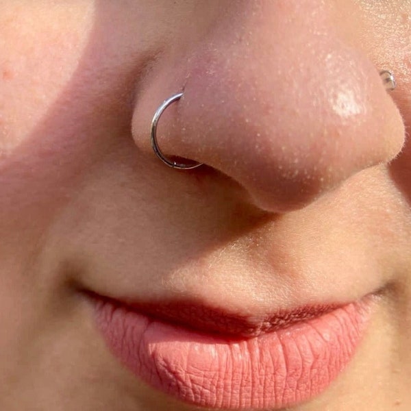 Nose Ring Hoop For Nose Piercing 16G 18G 20G 316L Surgical Stainless Steel Jewellery Hinged Segment Ring Gift For Women 6mm 8mm 10mm