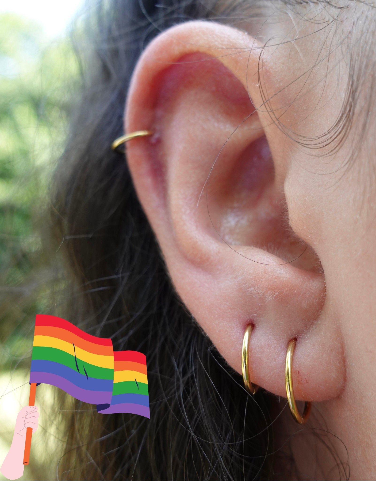 Gold Hoop Earrings for Cartilage Piercing 16G 18G 20G Seamless