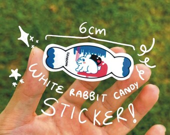 White Rabbit Candy Sticker / Rabbit Sticker / Matte Sticker / Scrapbooking /Hydroflask Sticker / Cute Sticker / Bunny / Candy / Snack