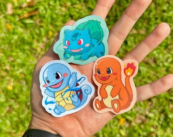 Gen 1 Starters Pokemon Stickers / Bulbasaur Sticker / Charmander Sticker / Squirtle Sticker / Zenigame / Hitokage / Fushigidane /