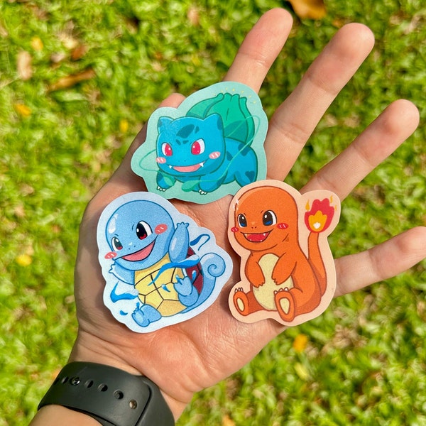 Gen 1 Starters Pokemon Stickers / Bulbasaur Sticker / Charmander Sticker / Squirtle Sticker / Zenigame / Hitokage / Fushigidane /