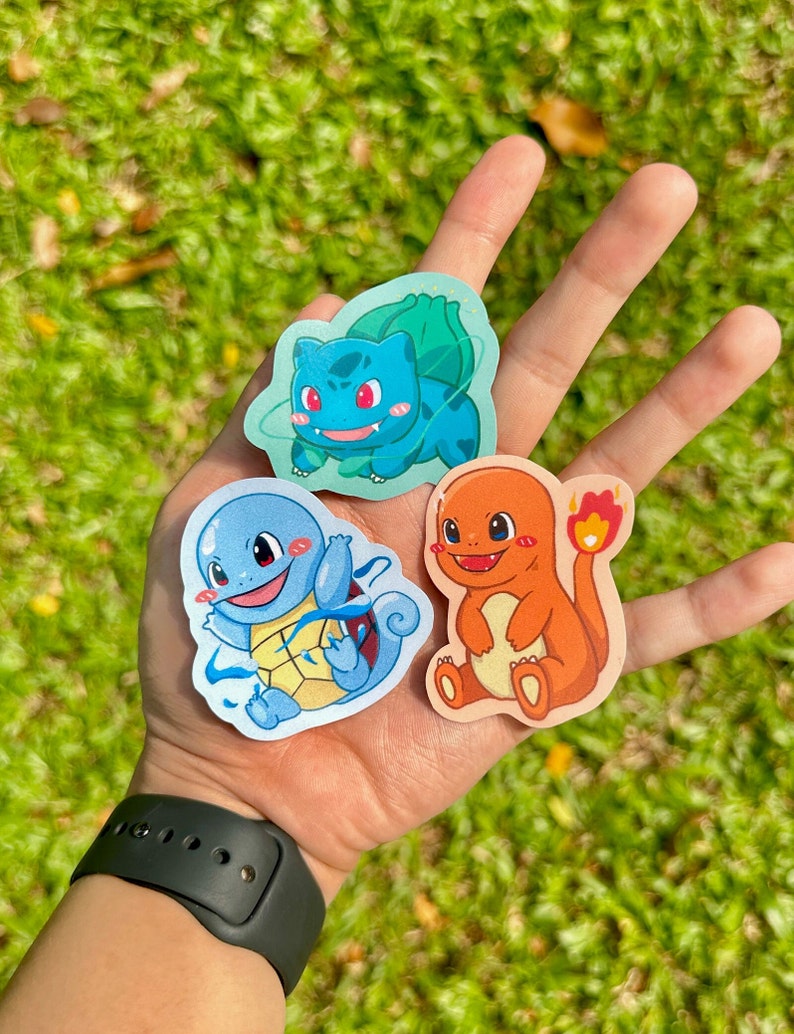 Gen 1 Starters Pokemon Stickers / Bulbasaur Sticker / Charmander Sticker / Squirtle Sticker / Zenigame / Hitokage / Fushigidane / zdjęcie 1