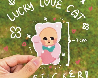 Lucky Love Cat Sticker / Cat Sticker / Matte Sticker / Journaling / Scrapbooking / Hydroflask / Hydroflask Sticker / Cute Sticker / Cat