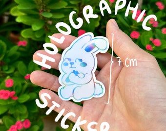 Holographic Bunny Rabbit Sticker / Bunny Rabbit Sticker / Holo Sticker / Animal Sticker / Scrapbooking / Hydroflask Sticker / Journaling