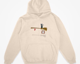 Felpa con cappuccio Jiji Cat: felpa kawaii ispirata a Kiki's Delivery Service