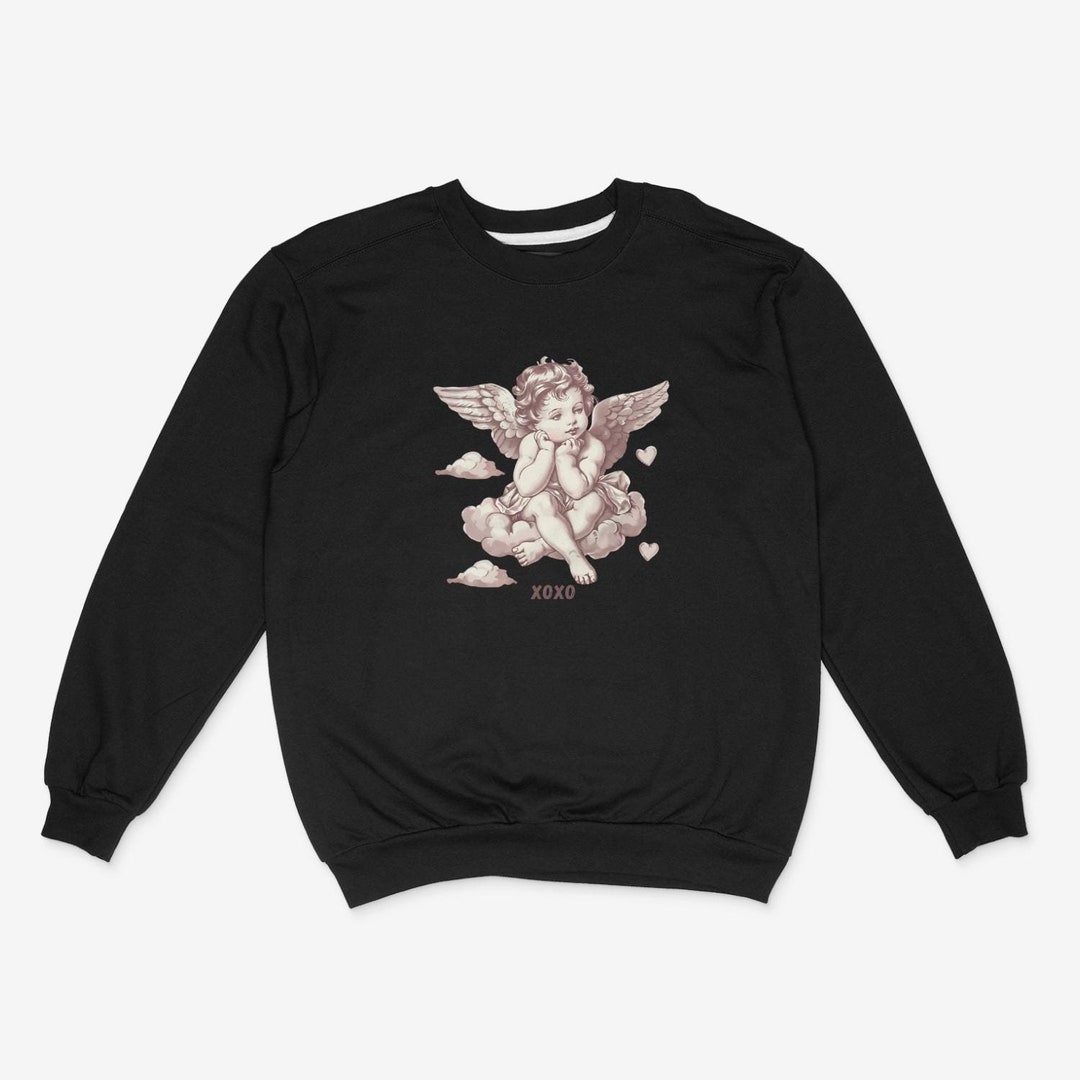 【KOOLOSET】Heart Angel Sweatshirt Angelcore Pixel Heart Sweatshirt, J-fashion Tenshi Kaiwai