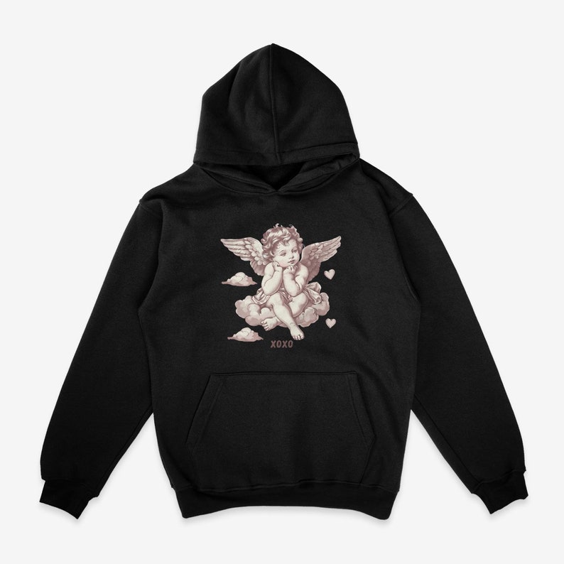 Cherub Angle Printed on black Hoodie