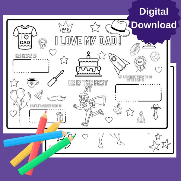 Happy Birthday Dad Coloring Page - Etsy