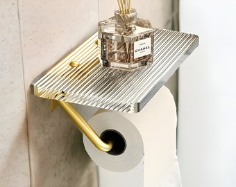 Porte-rouleau toilette doré, Rangement du papier toilette, Accessoires de salle de bain, Décoration de salle de bain, Panier à rouleau de salle de bain, Décoration d'intérieur