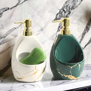 Marbled Soap Holder and Dispenser, Luxury Soap Dispenser, Bathroom Accessories, Soap Pump, Home Decor