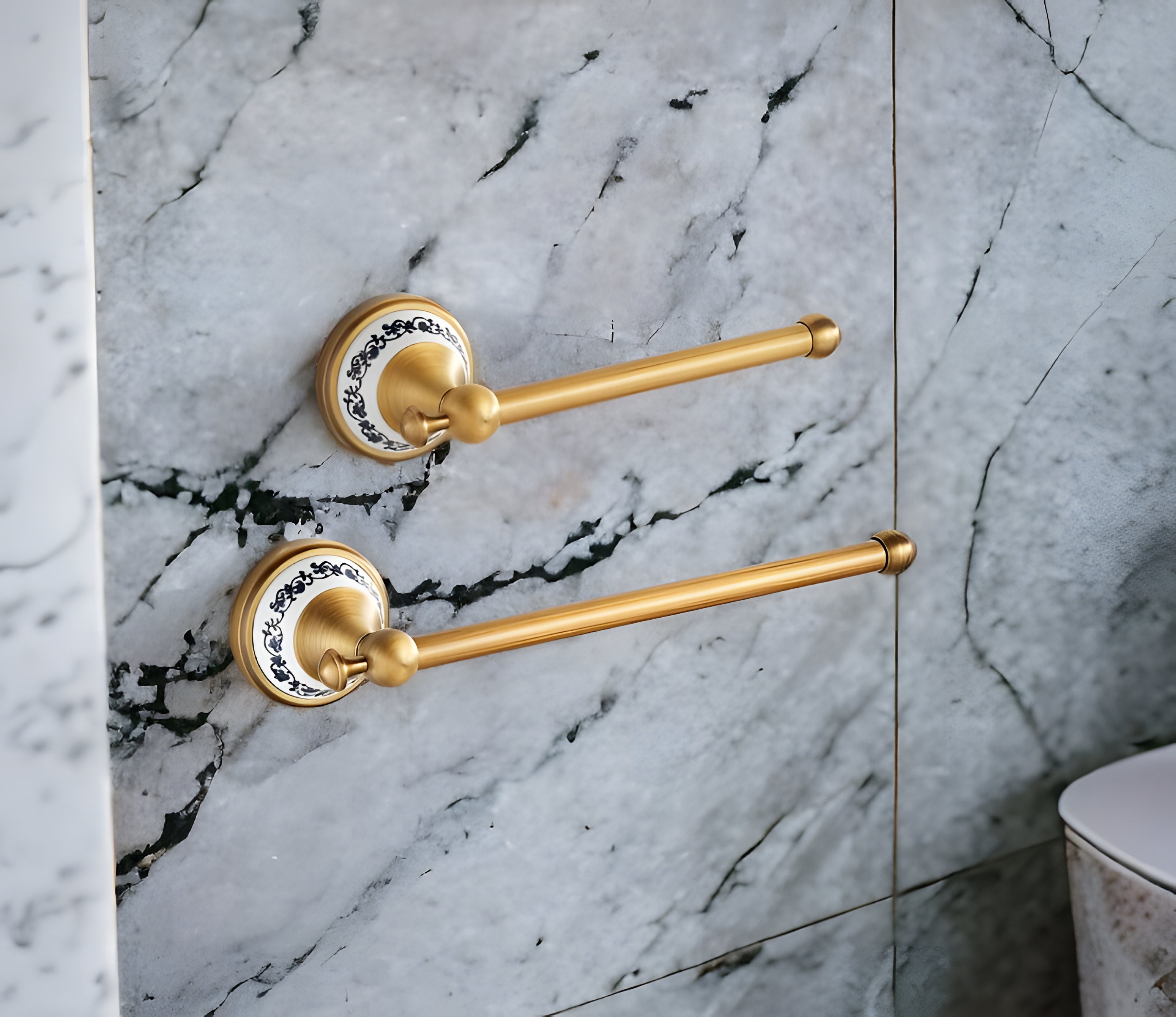 Antique Brass Towel Holder Set, Brass Toilet Paper Holder, Victorian ...