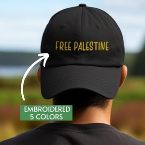 Free Palestine Hat Embroidered Free Palestine Cap Gold Thread Activist Gaza Soolidarity Gift Peace Muslim Dad Hat Ceasefire Protester Gifts