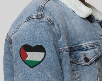 Embroidered Palestine Heart Patch in Palestinian Colors You Can Sew or Iron On to a Jacket or Backpack to Show Support for Gaza Peace Salam
