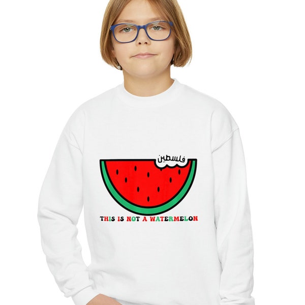 This is Not a Watermelon Palestine Youth Sweatshirt Gaza Streetwear Top Gifts for Son & Daughter Muslim Shop Holy Land Peace Now Salam.