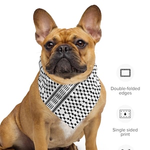 Palestine Pet Bandana Keffiyeh for Dog Gaza Scarf Cat Collar Support Palestinian Solidarity All Eyes on Rafah Ceasefire Now Peace.  Salam