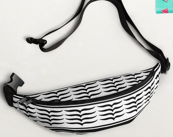 Palestine Fanny Pack Keffiyeh-Inspired Black & White Hirbawi Crossbody Banana Bag Gaza Gift for Men and Women. Ceasefire Now. Peace. Salam.