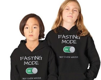 Kids Ramadan Hoodie Fasting Mode On Not Even Water Shirt for Children & Teenagers Ramadan Presents Muslim Gift Shop Ramadan Mubarak!