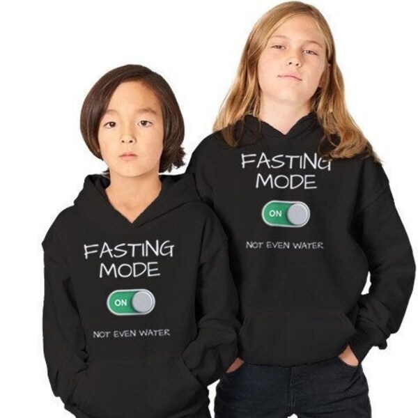 Kids Ramadan Hoodie Fasting Mode On Not Even Water Shirt for Children & Teenagers Ramadan Presents Muslim Gift Shop Ramadan Mubarak!