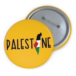 Gelber Palästina-Knopf, Pin-Abzeichen mit einer Flagge für den Buchstaben I für diejenigen, die mit Gaza und dem Heiligen Land nicht kämpfen 786 Frieden Salam