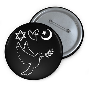 Black Palestine Peace Button Pin Badge for Those Who Stand Against War in Gaza Palestine and the World Protect the Holy Lands 786 No War