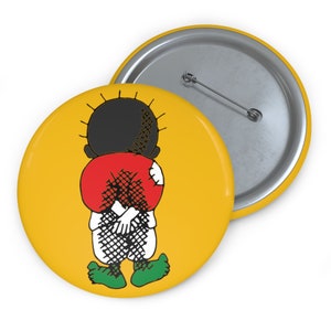 Palestine Handala Pin Badge in Palestinian Colors on a Yellow Background Protect Gaza and Palestine Protect the Holy Land May Peace Come