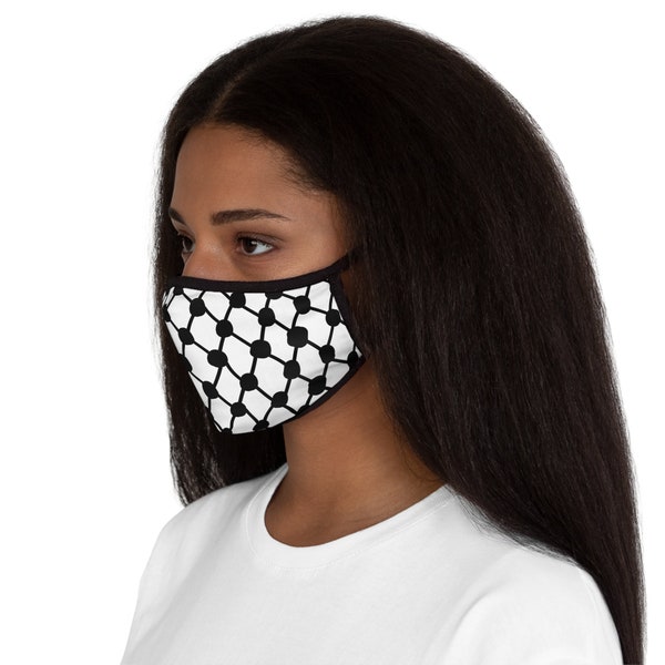 Black Net Palestine Face Mask with a Palestinian Keffiyeh Pattern for Everyday Use or Gaza Solidarity Marches and Rallies 786 Peace Salam